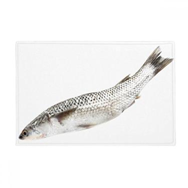 Imagem de DIYthinker Tapete para porta de banheiro com peixe oceano branco fresco antiderrapante