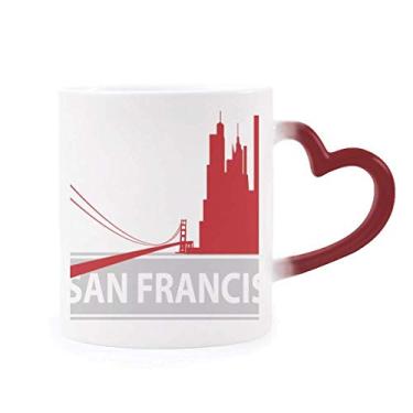 Imagem de Caneca sensível ao calor San Francisco America Country City contorno vermelho muda de cor