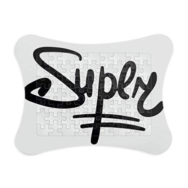 Imagem de Moldura de quebra-cabeça de papel com citação super divertida e escrita à mão para casa