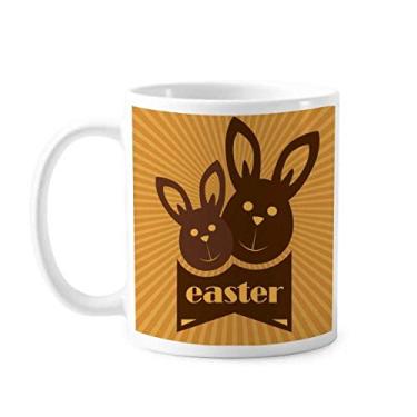 Imagem de Caneca de cerâmica com estampa de coelhinho marrom Festival da Religião da Páscoa Copos de porcelana de café