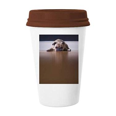 Imagem de Caneca de cerâmica para o chão do quarto de cachorro com tampa de cerâmica para copo de café