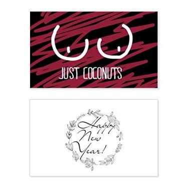 Imagem de Just Coconuts divertido desenho vermelho rosa ano novo festival cartão felicitações Bless mensagem presente