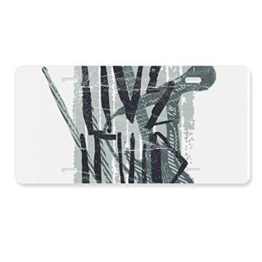 Imagem de DIYthinker Placa de licença de jazz cinza com estampa de instrumentos musicais para decoração de carro, acessório de aço inoxidável