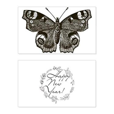 Imagem de Borboleta com asas escuras, cor escura, festival, ano novo, cartão de felicitações, mensagem de abençoar presente