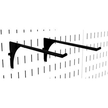 Imagem de Wall Control - 10-ER-004 B Pegboard 22,86 cm Alcance Par de ganchos ranhurados estendidos – Ganchos de metal ranhurados para Pegboard e placa de ferramentas ranhurada – Preto