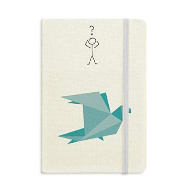 Imagem de Caderno de perguntas com estampa de pombo abstrata de origami verde, diário clássico A5