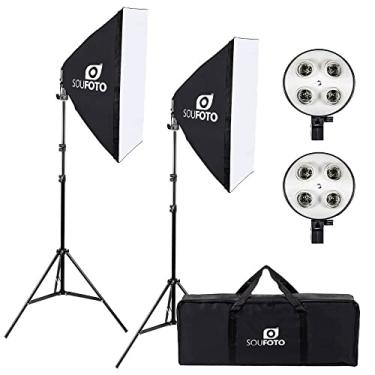 Imagem de Kit de Iluminação Duplo Sou Foto Softbox Quádruplo Vareta 50x70cm, Tripé 2m e Bolsa para Transporte