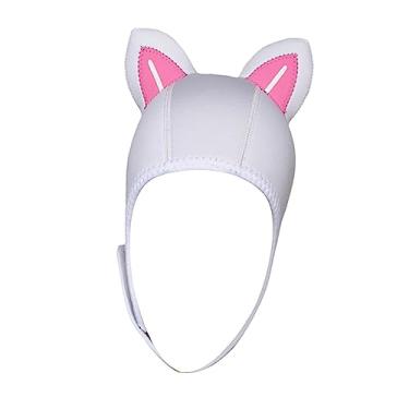 Imagem de Generic Orelhas de gato capuz de mergulho capuz de surf 3mm neoprene com saída de ar roupa de mergulho boné protetor de orelha chapéu de natação chapéu de, Linha Branca S