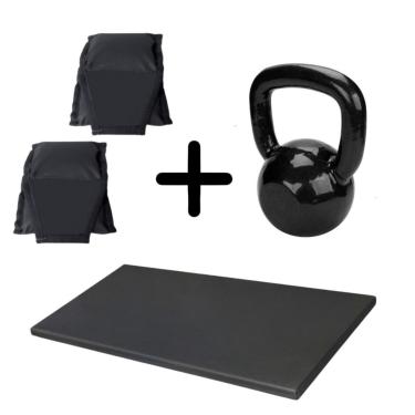 Imagem de Kit Colchonete + Kettlebell de 8 kg + Par de caneleiras 2kg-Unissex