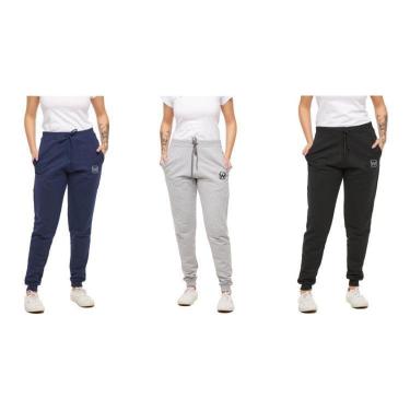 Imagem de Kit 03 Calças de Moletom Jogger Feminina Slim Sport Wooks-Feminino