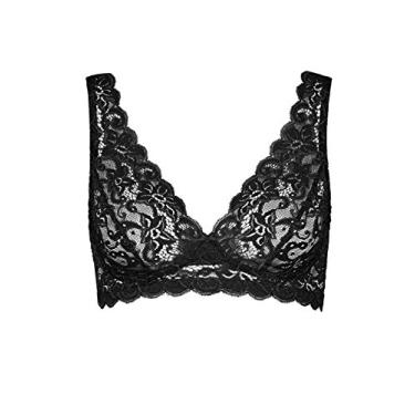 Imagem de HANRO Sutiã feminino Luxury Moments de renda com bojo macio, Preto, 38A