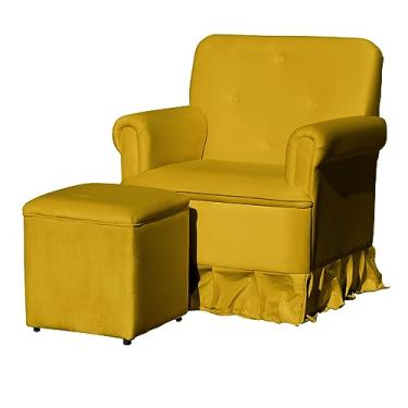 Imagem de Poltrona Laura Amamentação Balanço Mais Puff - Quarto Bebê Amamentação - Veludo - Estopar