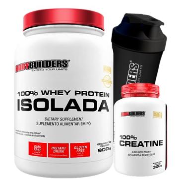 Imagem de Kit 100% Whey Protein Isolada 900g + Creatina Monohidratada 100% Pura 300g + Coqueteleira - Bodybuilders (Baunilha)
