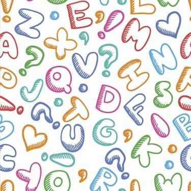 Imagem de Papel de Parede Adesivo Infantil Alfabeto Colorido Fundo Branco 3m