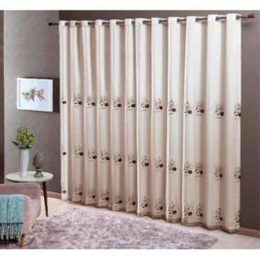 Imagem de Cortina Dupla Doha Chocolate 24 Ilhoses 300x250cm Sultan