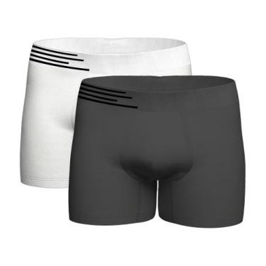 Imagem de Kit 2 Cueca Boxer Microfibra Up Underwear 436 - Branco/Cinza - Qlc Spo