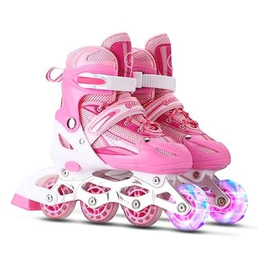 Imagem de Patins inline iluminados ajustáveis com rodas iluminadas para crianças e adultos para meninas e meninos, homens e mulheres