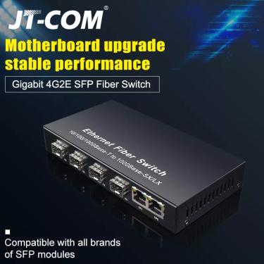 Imagem de Switch Ethernet Gigabit Switch de fibra SFP 10/100 / 1000Mbps Conversor de mídia de fibra óptica 4 *