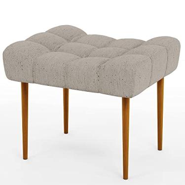 Imagem de Puff Requinte L02 Capitone Banqueta Linho Bege Pés Palito - Lyam Decor