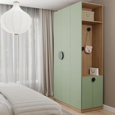 Imagem de Conjunto Modulado Joy 2 Peças Nicho com 2 Gavetas e Sapateira Cabecasa Madeiramadeira Verde