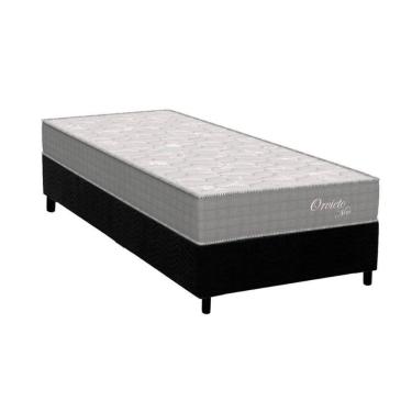 Imagem de  Cama Box Solteiro: Colchão Molas Ensacadas Orthoflex MasterPocket Orvieto Unic Face + Base CRC Suede Black(88x188)