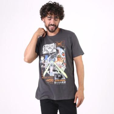 Imagem de Camiseta Manga Curta Star Wars Manga Xwing Estampado Cinza