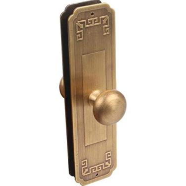 Imagem de Maçaneta de porta de madeira de vidro de cobre puro e interior e exterior de dupla face para decoração de treliça