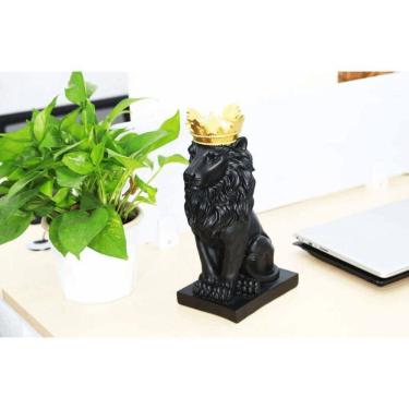 Imagem de Estatua Leão Coroa 18Cm Decoração Luxo Juda Sala Escritorio