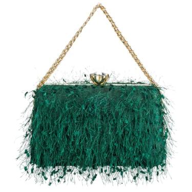 Imagem de YYW Bolsa clutch feminina com alça superior para noite, bolsa de ombro para festa de casamento, baile, banquete, Verde - C