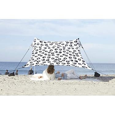 Imagem de Neso Tenda de praia com âncora de areia, para-sol portátil - 2,2 m x 1,8 m - cantos reforçados patenteados (leopardo)