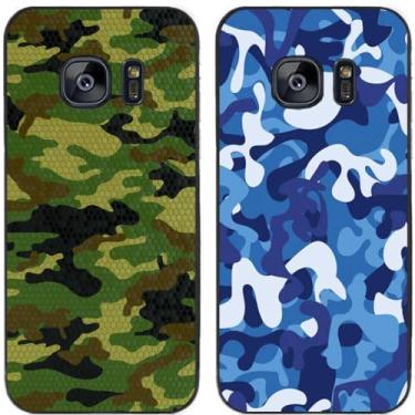 Imagem de 2 peças de capa de telefone traseira de silicone em gel TPU impresso camuflagem legal para Samsung Galaxy (Galaxy S7 Edge)