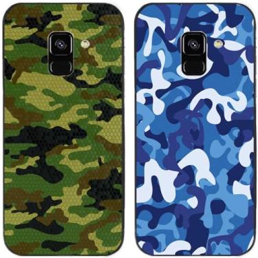 Imagem de 2 peças camuflagem impressa TPU gel silicone capa de telefone traseira para Samsung Galaxy todas as séries (Galaxy A5 2018 / A8 2018)
