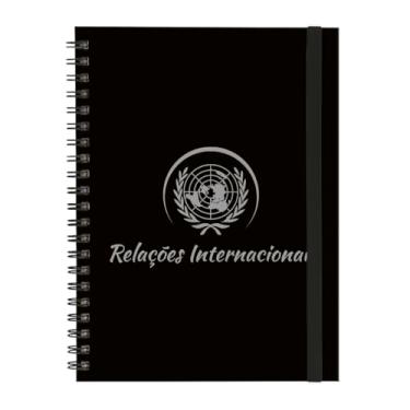 Imagem de Caderno Universitário Plus 1 Matéria Profissões Relações Internacionais (Preto e Prata)
