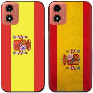 Imagem de 2 peças impressas TPU gel silicone capa de telefone traseira para Motorola Moto G04 (bandeira da Espanha)
