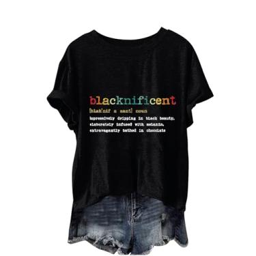 Imagem de Juneteenth Camiseta feminina Black History Emancipation Day Shirt 1865 Celebrate Freedom Tops Graphic Summer Casual, A1f-preto, GG