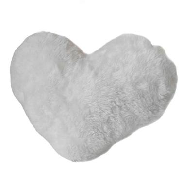 Imagem de Almofada de coração pelúcia pelo curto branco para decoração