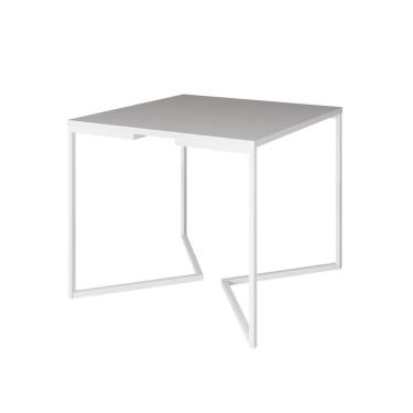 Imagem de Mesa Jantar Industrial Quadrada Branca 90cm Base V Ferro Branco