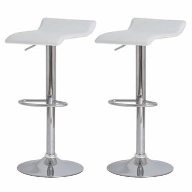 Imagem de Conjunto Kit 02 Banquetas Altas Bar Bancada Área Gourmet Com Regulagem Belo Horizonte Branca