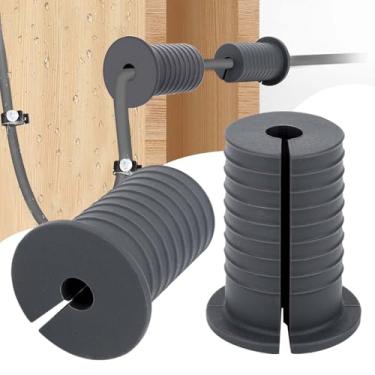 Imagem de MYZHRE Kit de roteamento de cabo Starlink de 2 peças para orifício de parede de 2,5 cm, ilhós de parede Starlink, ilhós de silicone perfurado, ilhós de punção de cabo, ilhós de parede para cabo