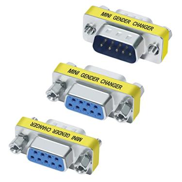 Imagem de DTECH 3-Pack Serial Adapter Female to Male DB9 Gender Changer Female to Female 9 Pin Connector Male to Male RS232 Coupler Mini Size for PC Computer Data Transfer