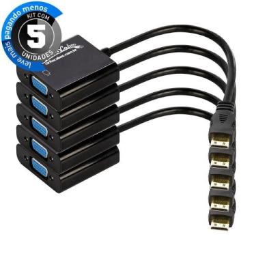 Imagem de Kit Com 5 Cabos Conversor Adaptador Mini Hdmi Para Vga - Cirilo Cabos