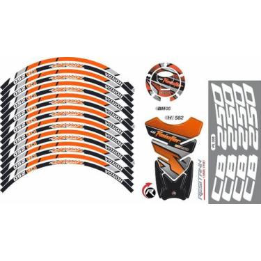 Imagem de Kit Com 4 Itens Cb 250 Twister Laranja- Tanque,bocal,roda - Resitank
