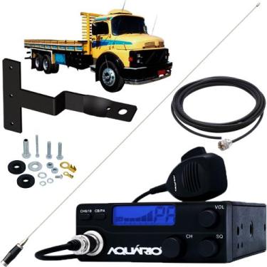 Imagem de Rádio Px 40 Canais Antena Inox Mini Maria Mole 1,40m Cabo 5,5m Mb Lado