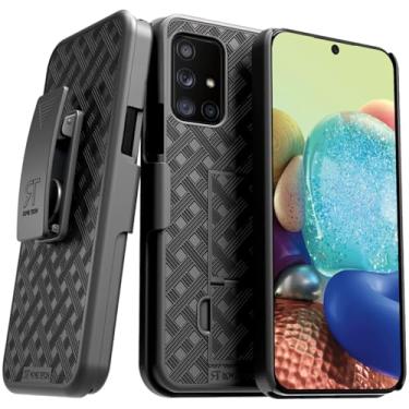 Imagem de Capa coldre com clipe de cinto para Samsung Galaxy A71 5G UW VERIZON [NÃO serve para A71/A71 5G] - Combo de coldre fino e resistente - Capa de telefone com suporte compatível com Galaxy A71 5G UW - Preta