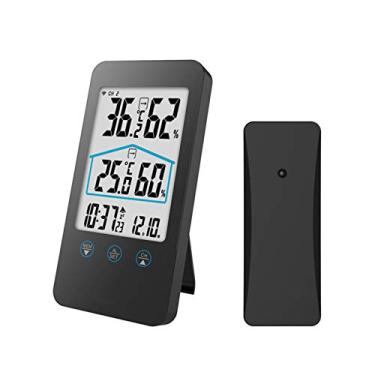 Imagem de Termômetro interno sem fio digital com sensor remoto 98 pés/30 m Termohigrômetro Tempeure Hdity com botões e luz de fundo Estação meteorológica para casa, escritório, estufa, armazém