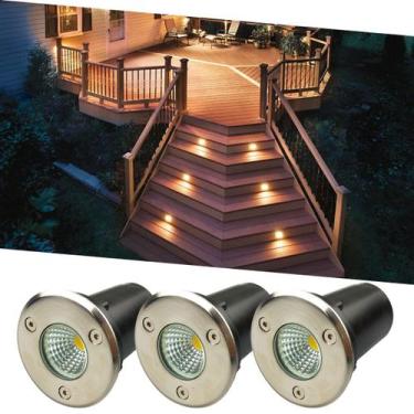 Imagem de Kit 3 Balizadores Spot Led Cob 3W IP66 Bivolt De Embutir Piso Chão Gra