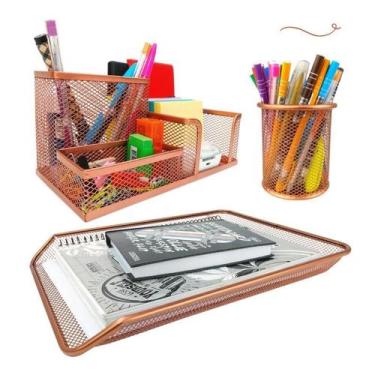 Imagem de Kit Escritório Porta Caneta, Organizador Mesa, Bandeja - Markys Store