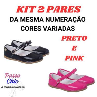 Imagem de Kit 2 Pares Sapatilha Infantil Menina Verniz Lisa Confortável Boneca M