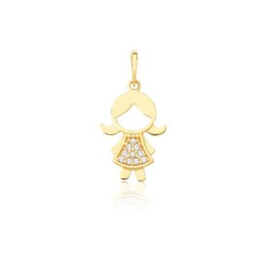 Imagem de Pingente em Ouro 18k Menina com Zircônias  - Safira, Único