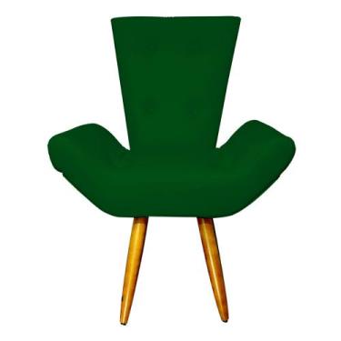Imagem de Poltrona Decorativa Emília Barca Pés Palito Suede Verde - DS Estofados